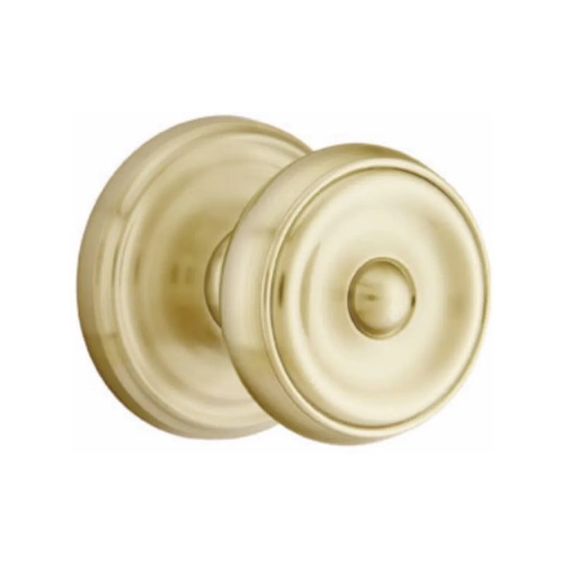 The Emtek Waverly Knob with Regular Rosette in Satin Brass finish.