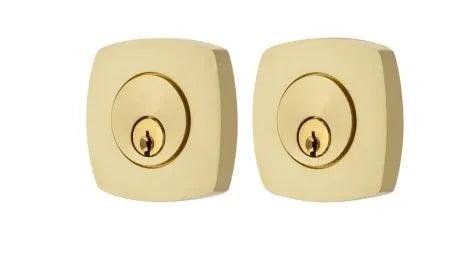 Emtek Weiser Keyway, Urban Modern Deadbolt, Double Cylinder in Satin Brass finish