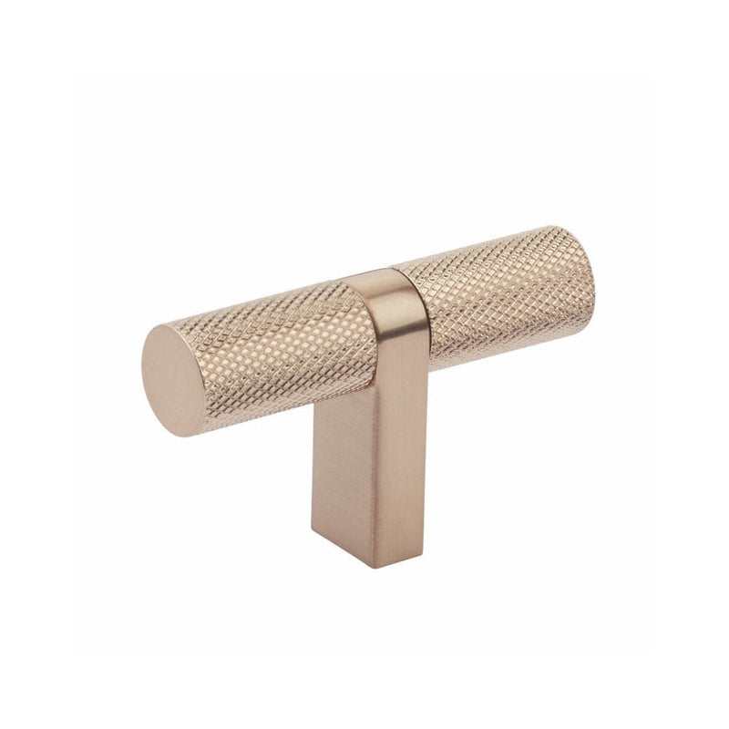 The Emtek Select Bar Knurled Cabinet T-Knob, 2 1/4" in Satin Copper finish