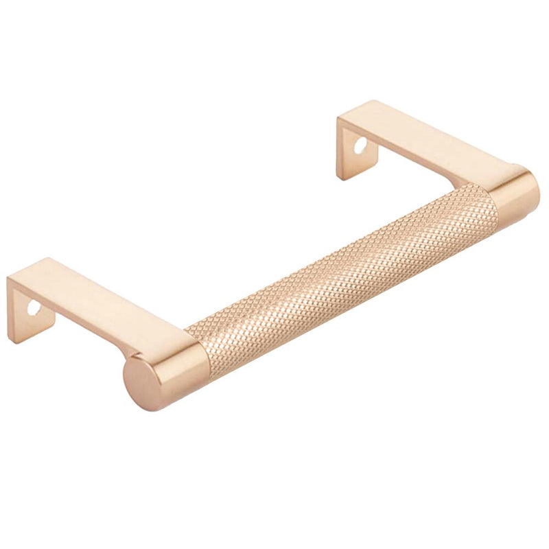 The Emtek Select Round Knurled Cabinet Edge Pull in Satin Copper finish