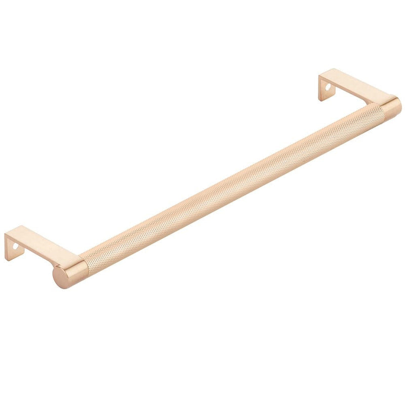 The Emtek Select Round Knurled Cabinet Edge Pull in Satin Copper finish