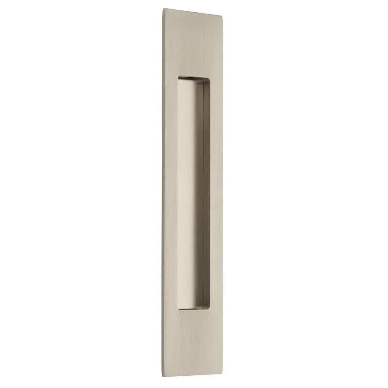 The Emtek 10" Modern Rectangular Flush Pull in Satin Nickel finish