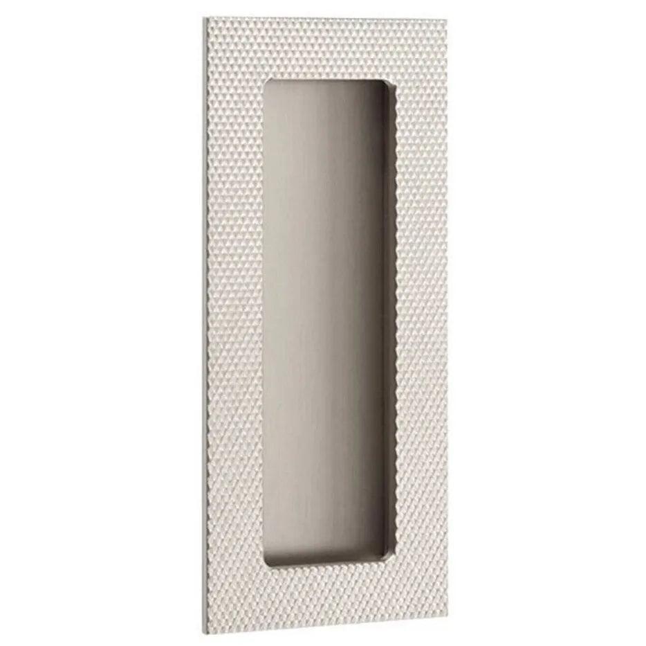 Emtek 4" Modern Rectangular Knurled Flush Pull with Plain Pocket in Satin Nickel finish