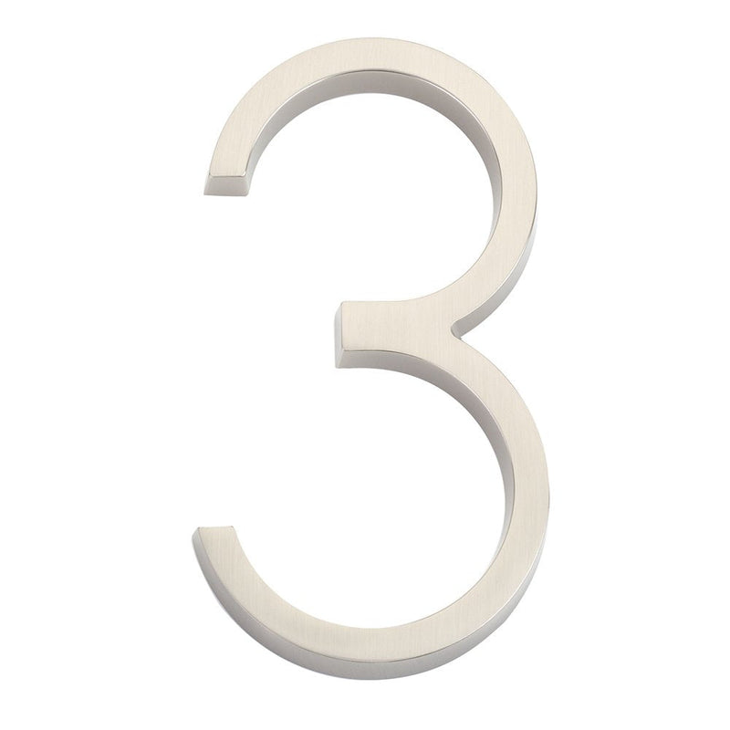 Emtek 7" Modern House Number, No. 3 in Satin Nickel finish