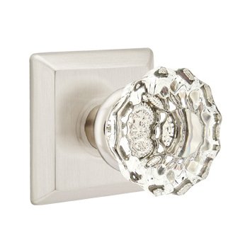 Emtek Astoria Clear Knob with Quincy Rosette in Satin Nickel finish