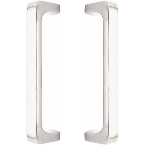 The Emtek Back to Back 8" Baden Door Pull in Satin Nickel finish