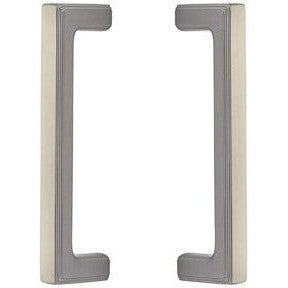 The Emtek Back to Back 8" Wilshire Door Pull in Satin Nickel finish