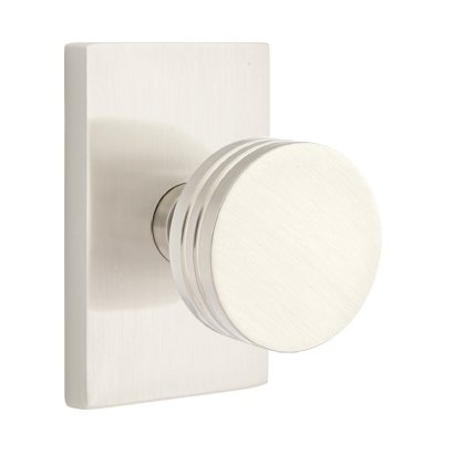 Emtek Bern Knob with Modern Rectangular Rosette in Satin Nickel finish