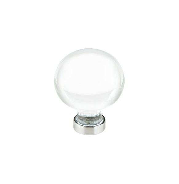 The Emtek Bristol Crystal Glass Knob 1-1/4" Wide (1-5/8" Projection) in Satin Nickel finish