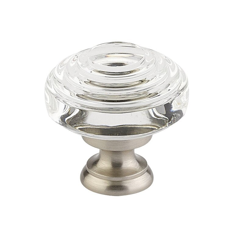 The Emtek Deco Glass Knob 1-1/4" Wide (1-3/8" Projection) in Satin Nickel finish