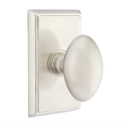 Emtek Egg Knob with Rectangular Rosette in Satin Nickel finish