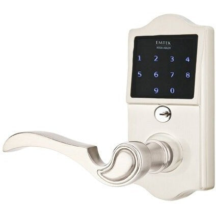 Emtek EMTouch Classic Electronic Touchscreen Keypad Leverset with Coventry Lever in Satin Nickel finish