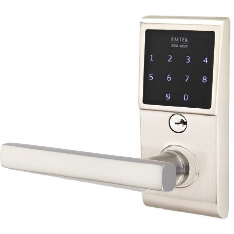 Emtek EMTouch Electronic Touchscreen Keypad Leverset with Freestone Lever in Satin Nickel finish