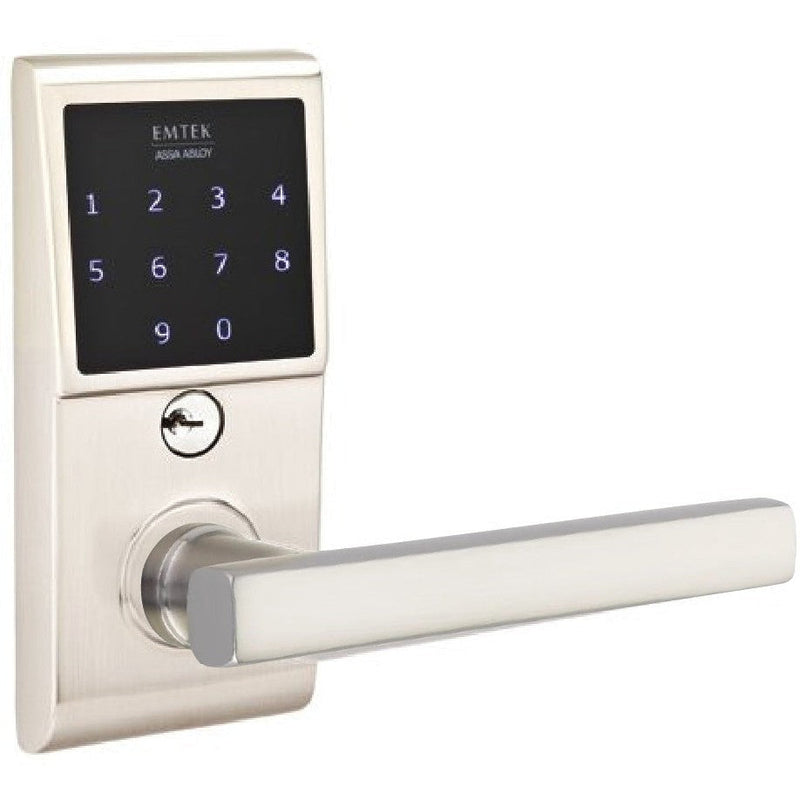 Emtek EMTouch Electronic Touchscreen Keypad Leverset with Freestone Lever in Satin Nickel finish