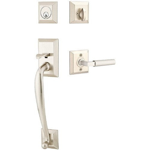 Emtek Franklin Tubular Entrance Handleset With Hercules Lever in Satin Nickel finish