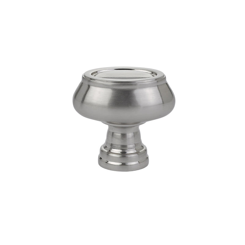 The Emtek Geometric Oval Cabinet Knob, 1 1/2" in Satin Nickel finish