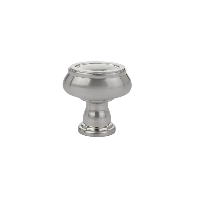 The Emtek Geometric Oval Cabinet Knob, 1 1/4" in Satin Nickel finish