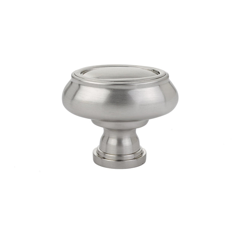 The Emtek Geometric Oval Cabinet Knob, 1 3/4" in Satin Nickel finish