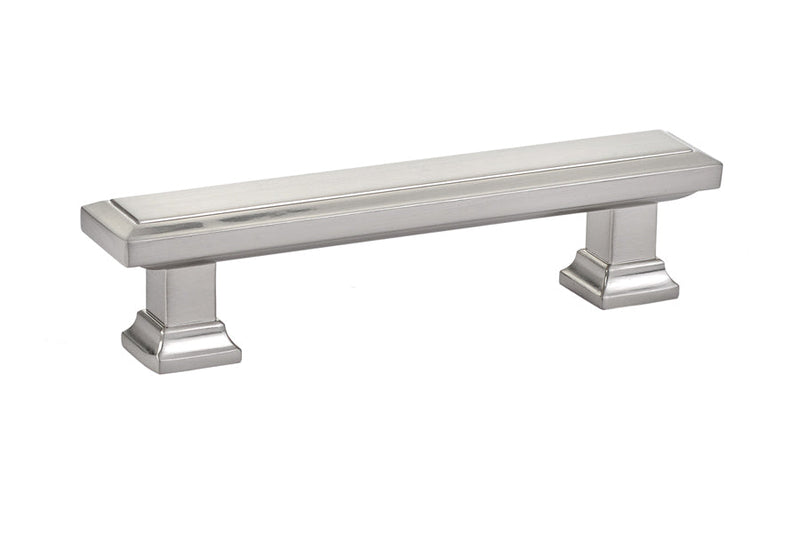 The Emtek Geometric Rectangular Cabinet Pull, 3 1/2" Center to Center in Satin Nickel finish