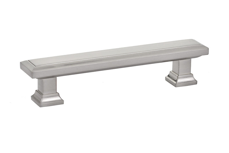 The Emtek Geometric Rectangular Cabinet Pull, 4" Center to Center in Satin Nickel finish