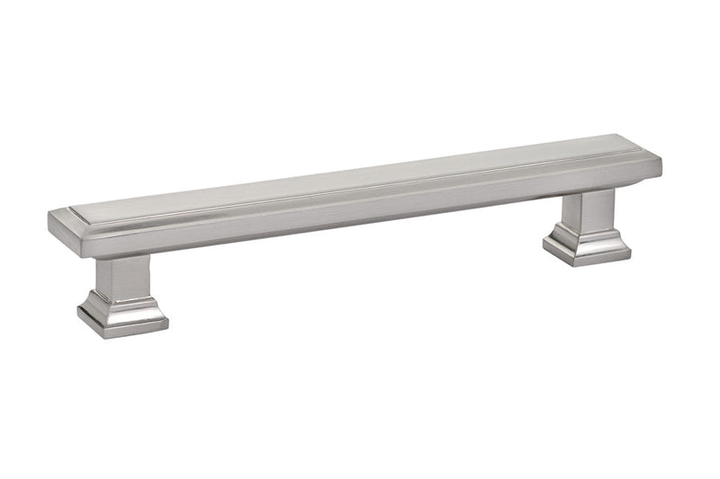 The Emtek Geometric Rectangular Cabinet Pull, 5" Center to Center in Satin Nickel finish