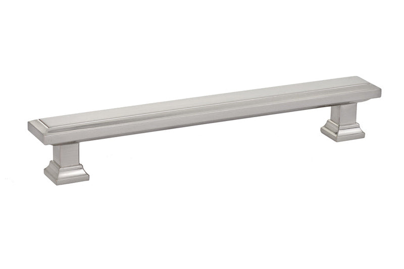 The Emtek Geometric Rectangular Cabinet Pull, 6" Center to Center in Satin Nickel finish