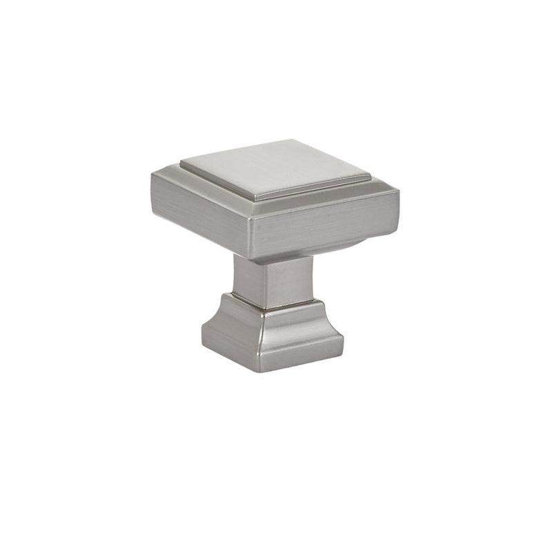 The Emtek Geometric Square Cabinet Knob, 1 1/4" in Satin Nickel finish