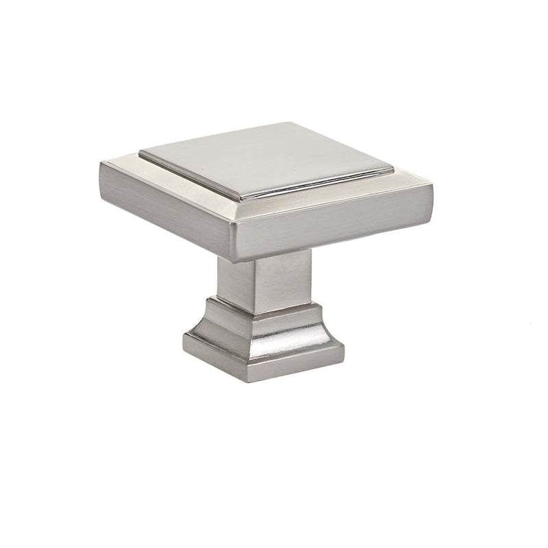 The Emtek Geometric Square Cabinet Knob, 1 5/8" in Satin Nickel finish