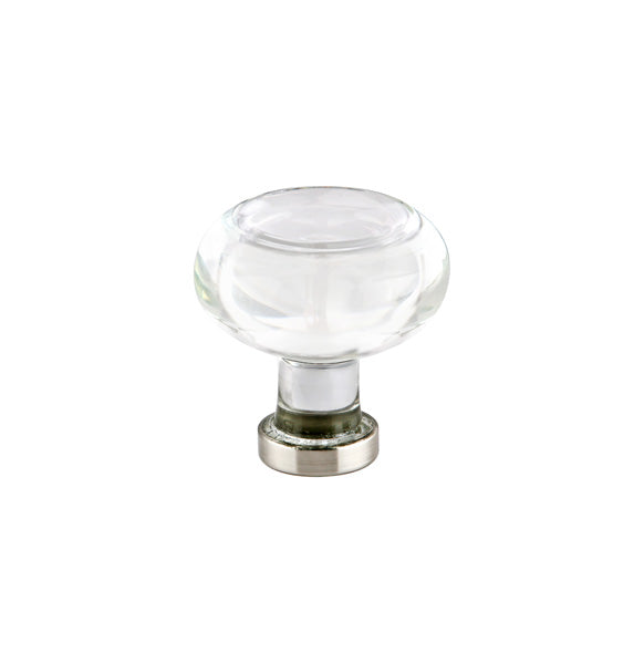 The Emtek Georgetown Crystal Glass Knob 1-1/4" Wide (1-1/2" Projection) in Satin Nickel finish