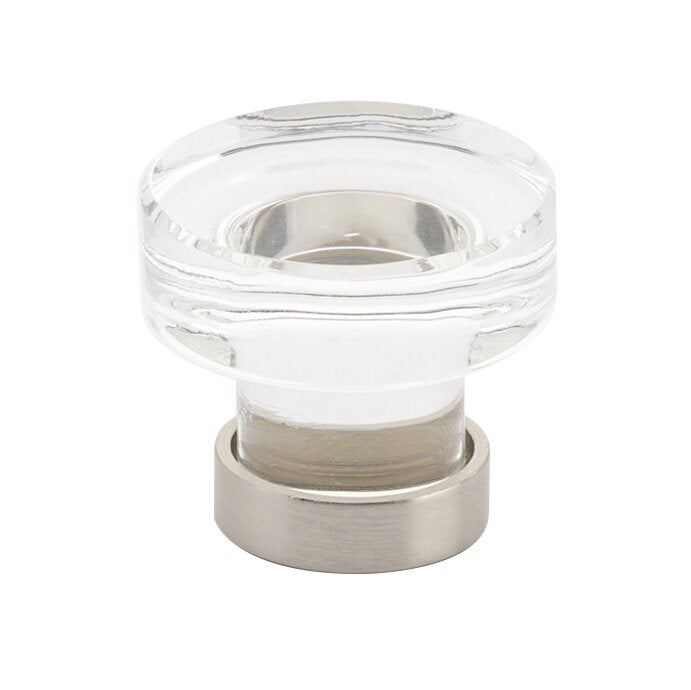 The Emtek Grayson Crystal Glass Knob 1-1/4" Wide (1-1/8" Projection) in Satin Nickel finish