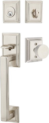 Emtek Hamden Tubular Entrance Handleset With Round Knob in Satin Nickel finish