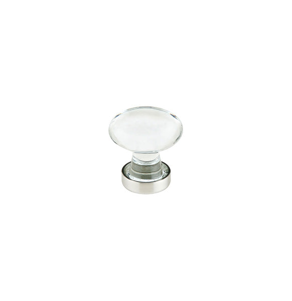 The Emtek Hampton Crystal Glass Knob 1-1/4" Wide in Satin Nickel finish