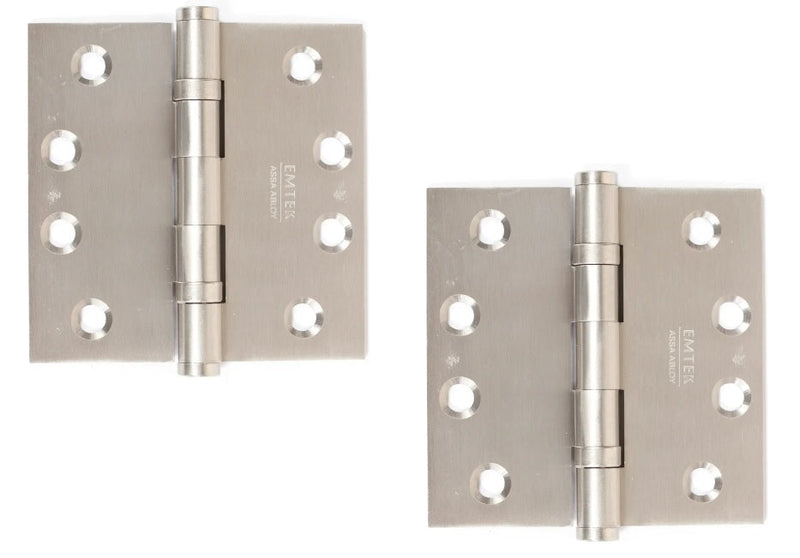 Emtek Heavy Duty Solid Brass Ball Bearing Hinge, 4" x 4" with Square Corners in Satin Nickel finish