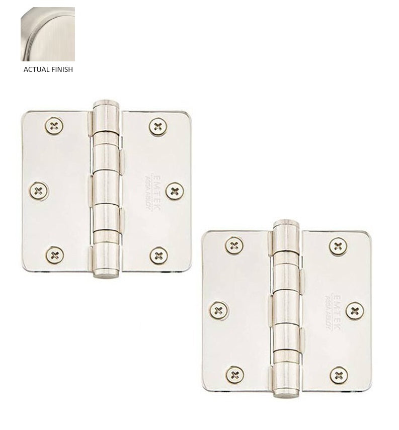 Emtek Heavy Duty Steel Ball Bearing Hinge, 3.5" x 3.5" with 1/4" Radius Corners in Satin Nickel finish