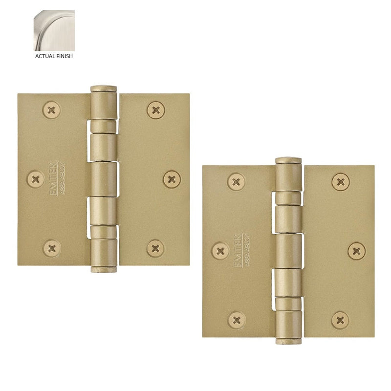 Emtek Heavy Duty Steel Ball Bearing Hinge, 3.5" x 3.5" with Square Corners in Satin Nickel finish