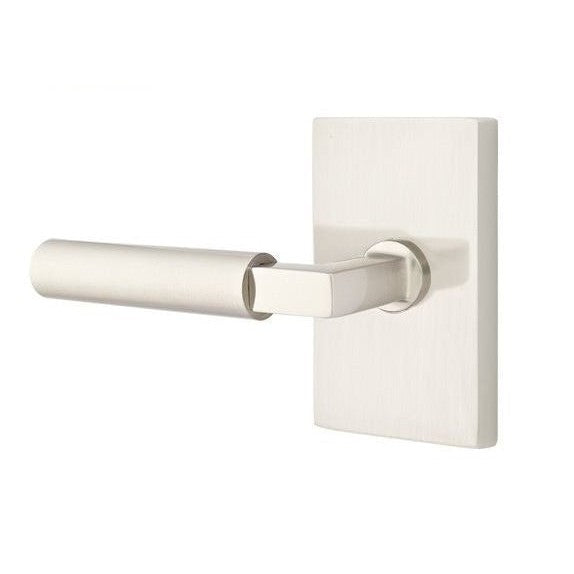 Emtek Hercules Lever with Modern Rectangular Rosette in Satin Nickel finish