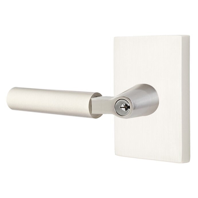 Emtek Hercules Lever with Modern Rectangular Rosette in Satin Nickel finish