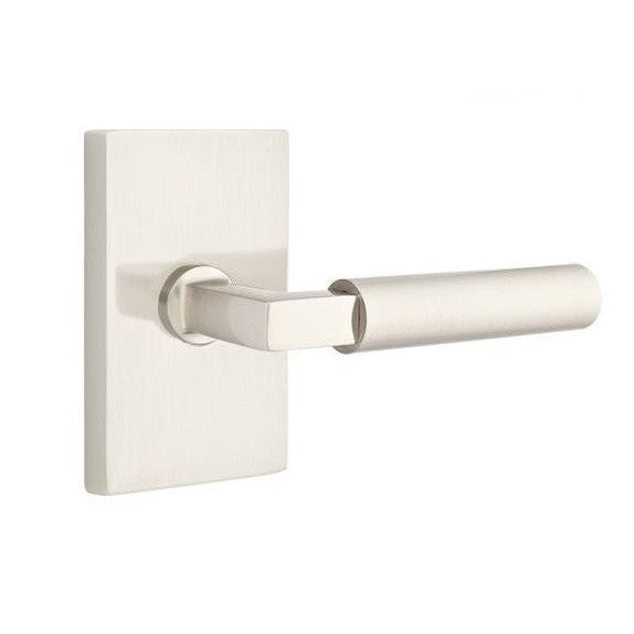 Emtek Hercules Lever with Modern Rectangular Rosette in Satin Nickel finish