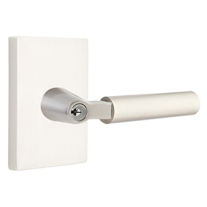 Emtek Hercules Lever with Modern Rectangular Rosette in Satin Nickel finish