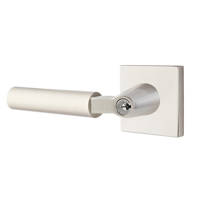 The Emtek Hercules Lever With Square Rosette in Satin Nickel finish