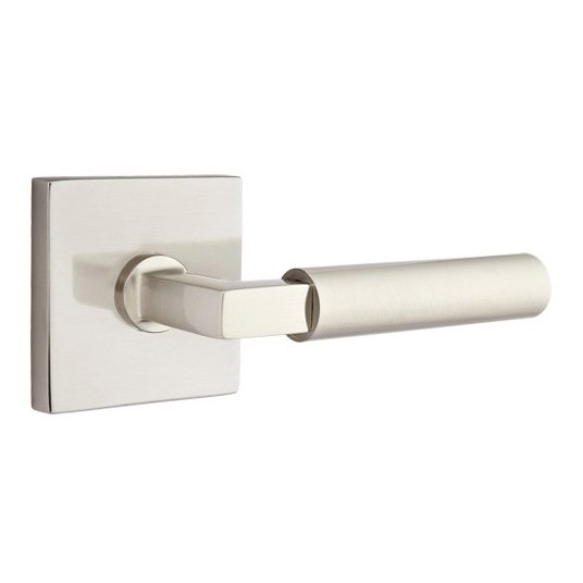 The Emtek Hercules Lever With Square Rosette in Satin Nickel finish