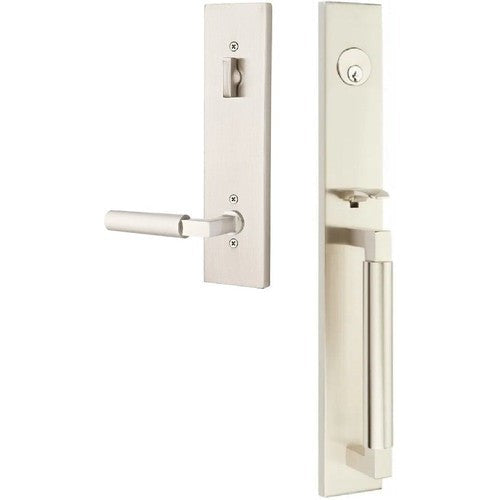 Emtek Hercules Smooth Full Length Tubular Entry Set with Hercules Lever in Satin Nickel finish