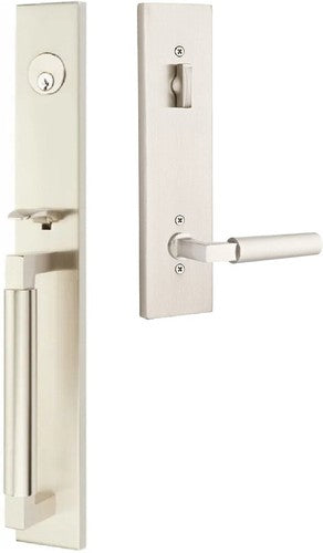 Emtek Hercules Smooth Full Length Tubular Entry Set with Hercules Lever in Satin Nickel finish