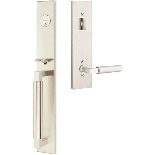 Emtek Hercules Smooth Full Length Tubular Entry Set with Hercules Lever in Satin Nickel finish