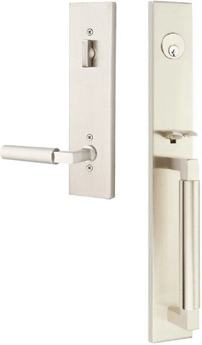 Emtek Hercules Smooth Full Length Tubular Entry Set with Hercules Lever in Satin Nickel finish