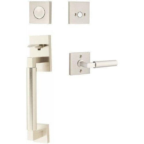 Emtek Hercules Smooth Sectional Tubular Entry Set with Hercules Lever in Satin Nickel finish