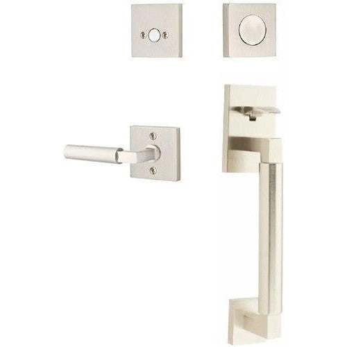 Emtek Hercules Smooth Sectional Tubular Entry Set with Hercules Lever in Satin Nickel finish