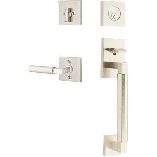 Emtek Hercules Smooth Sectional Tubular Entry Set with Hercules Lever in Satin Nickel finish