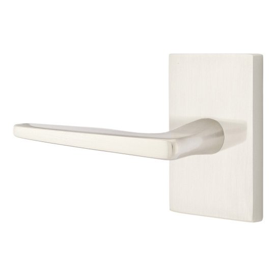 Emtek Hermes Lever With Modern Rectangular Rosette in Satin Nickel finish