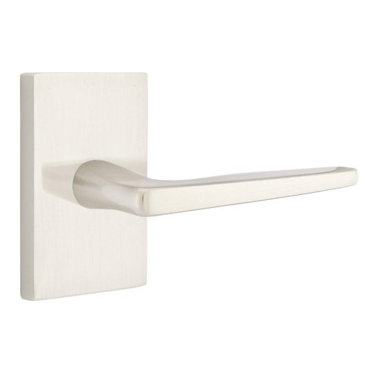 Emtek Hermes Lever With Modern Rectangular Rosette in Satin Nickel finish